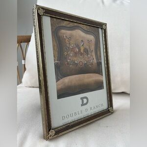 Vintage Metal Brass Gold Tone Picture Frame Embossed Faux Wood Inlay MCM 8x10